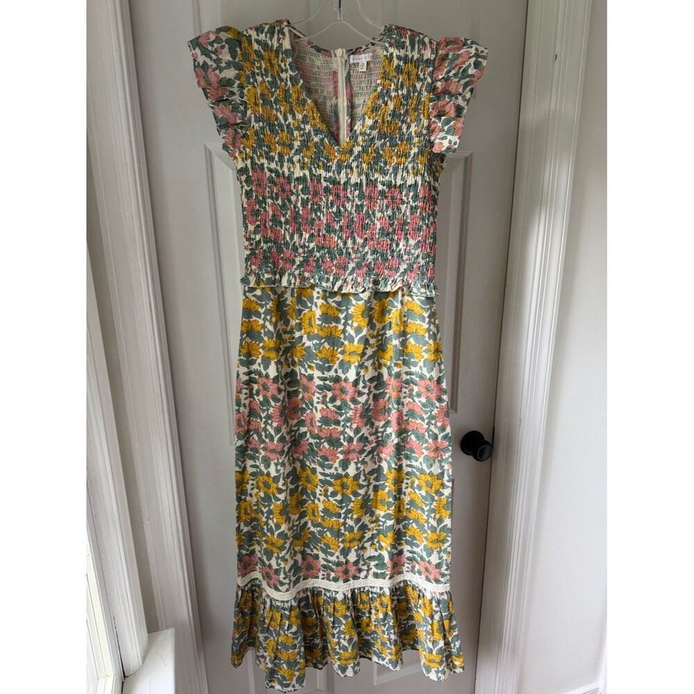 Anna Cate Floral Blakely Maxi Summer Field Dress Short Flutter Sleeve XS